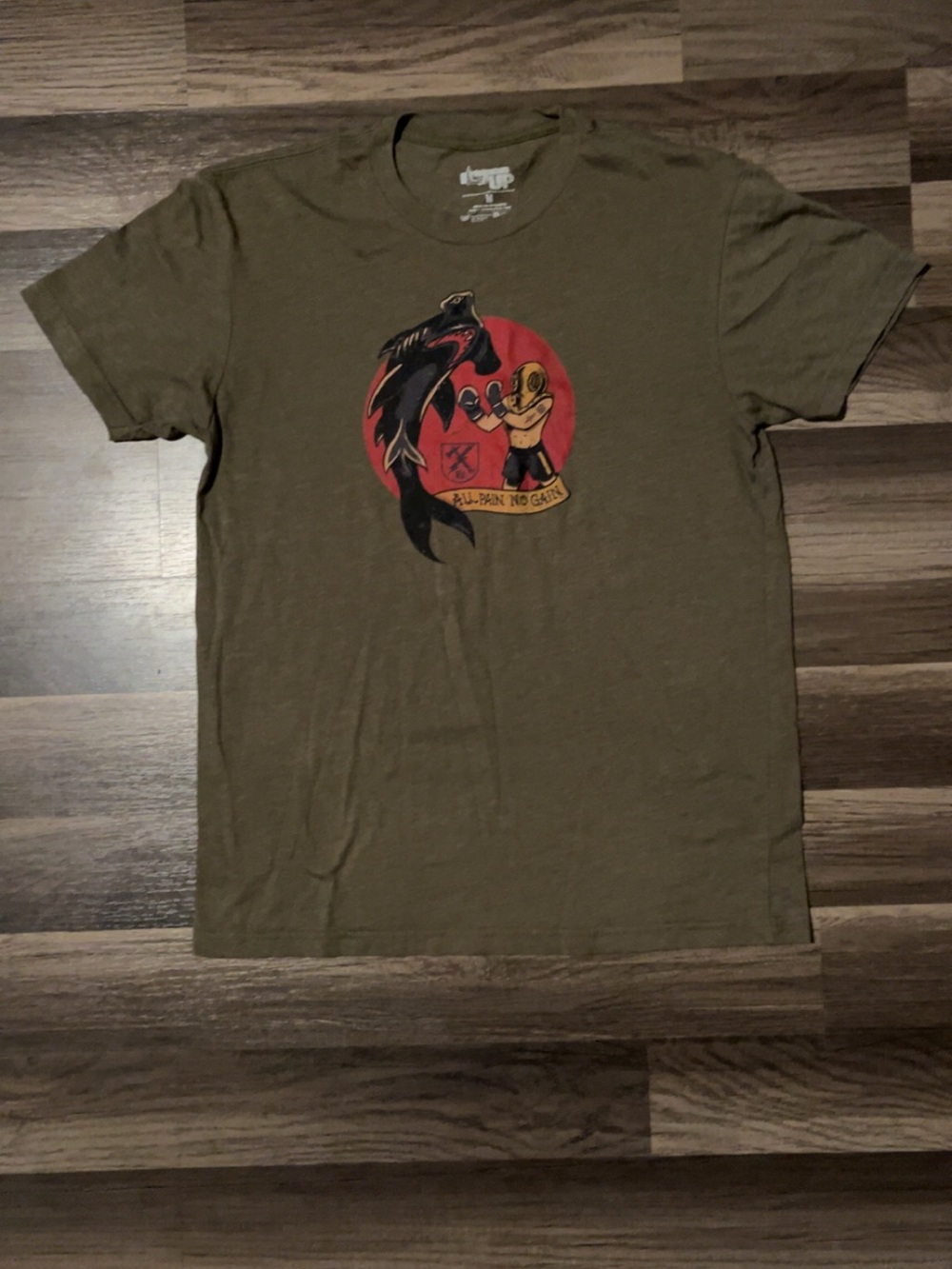 Ranger Up Mens Medium Olive Green Graphic Military Tactical Athletic T Shirt